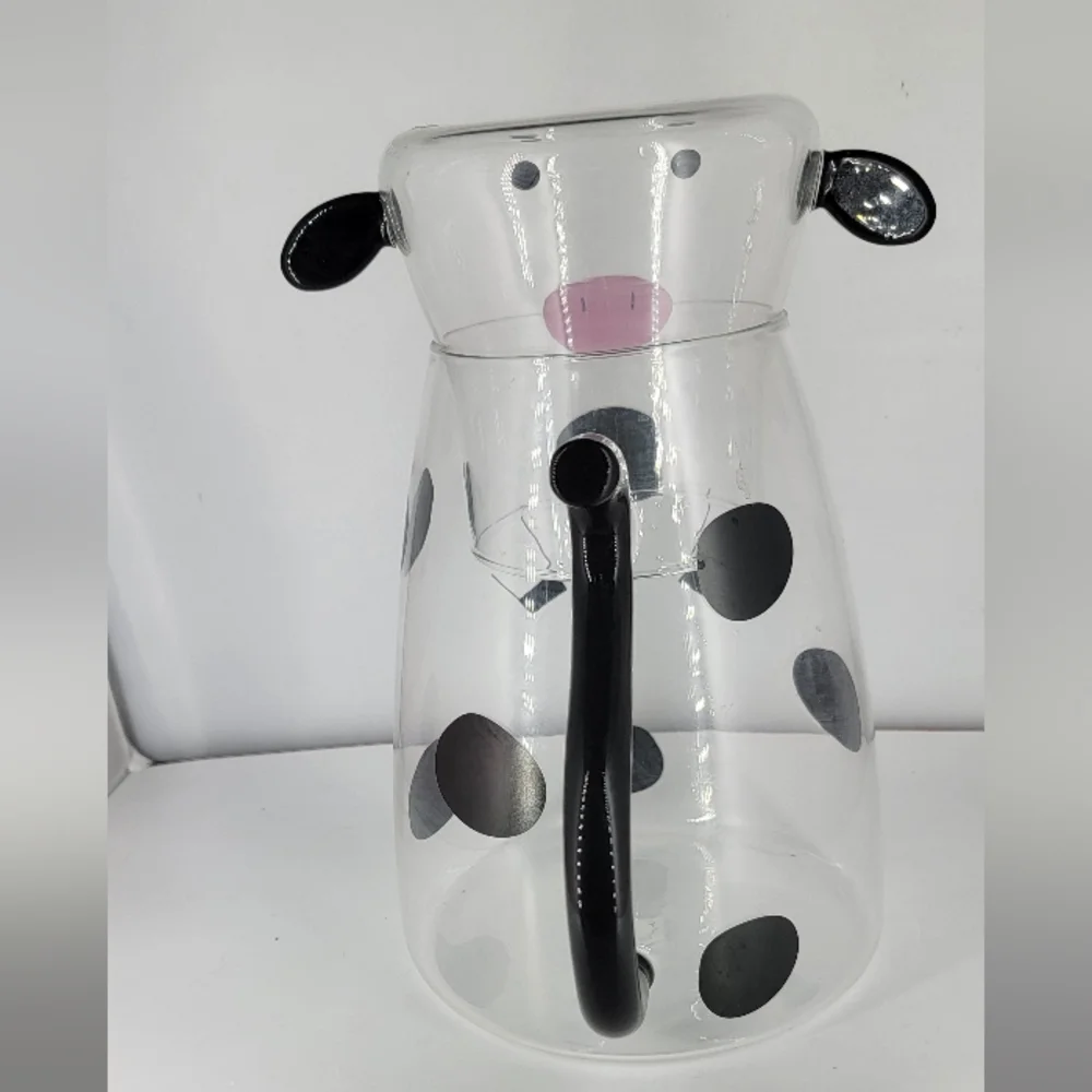 Clear Glass Cow Tumble Up Mini Pitcher & Cup Bedside Water‎ Pitcher Mingshang